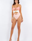 One Piece Tri Front Panel with Twisted Design Swimsuit