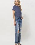 VERVET by Flying Monkey Stretch Boyfriend Jeans with Paint Splatter