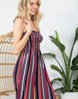 e Luna PLUS Striped Smocked Maxi Dress