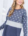 e Luna PLUS Polka Dot Solid Colorblock Top