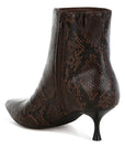 Thymus Snake Print Kitten Heel Boots