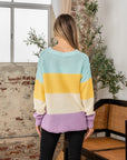 Sew In Love Full Size Color Block Exposed Seam Sweater