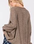 SAGE + FIG Round Neck Batwing Sleeve Oversize Top