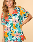 Haptics PLUS Floral Loose Fit Short Sleeve Top