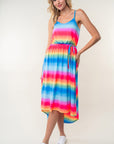 White Birch Full Size Ombre Striped Midi Cami Dress