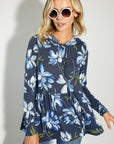 e Luna Floral Jersey Babydoll Hoodie Casual Top