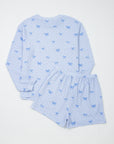 Polka Dot Bow Corded Knit Top and Shorts Set