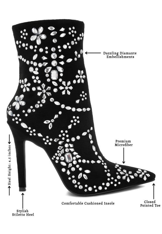 Dunari Diamante Embellished Microfiber Boots