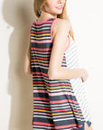 e Luna PLUS Mixed Stripe Pocket Tank Top