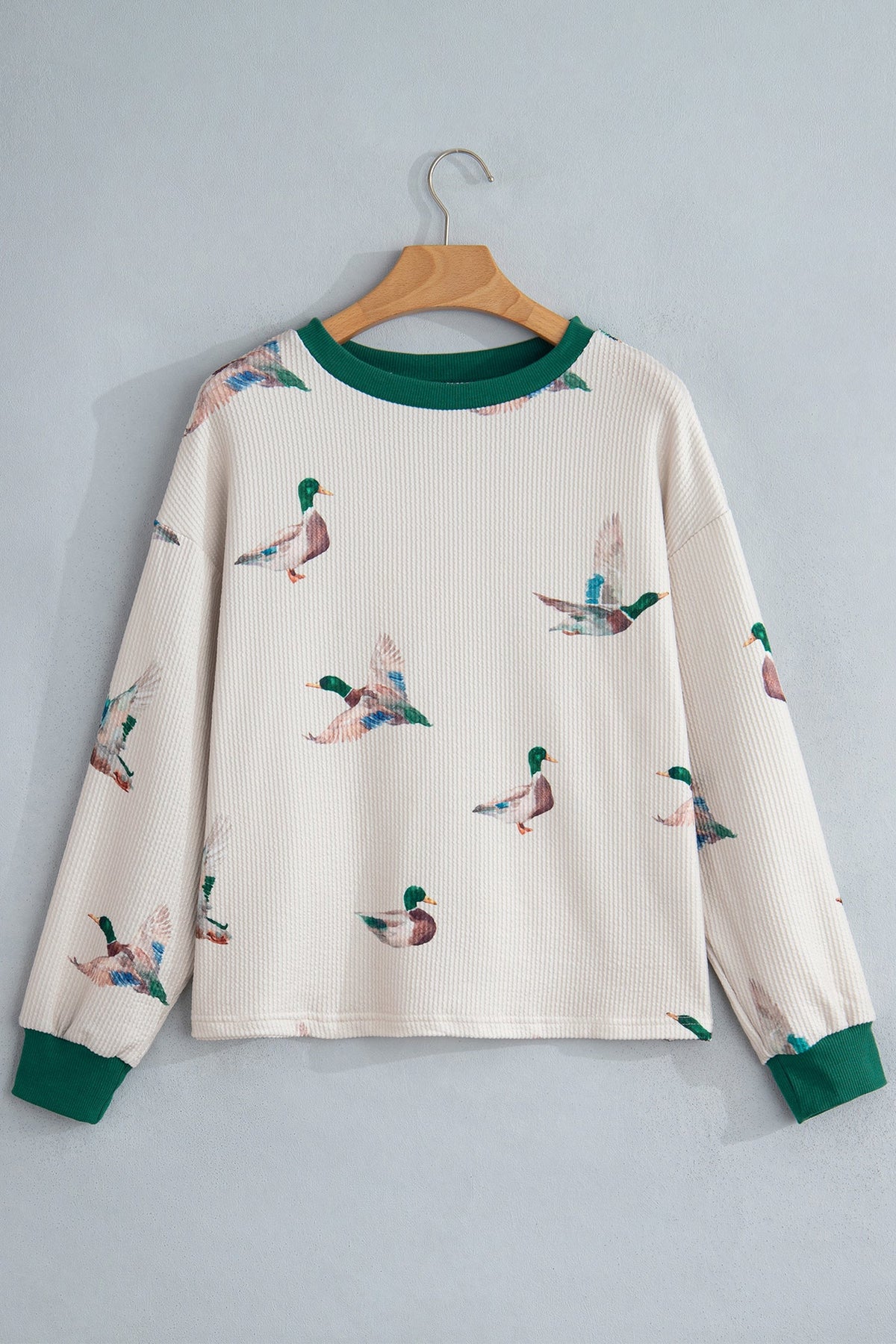 Plus Size Mallard Duck Print Ribbed Top