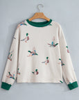 Plus Size Mallard Duck Print Ribbed Top
