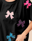 BiBi Sequin Bow Patch Short Sleeve T-Shirt