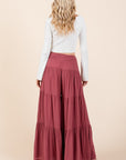 Mittoshop Tier Detail Smocked Elastic Waist Wide Leg Pants