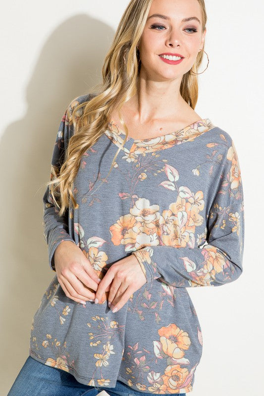 e Luna Floral Loose Fit Boxy Top