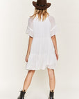 Jade By Jane Ruffled Neck Tiered Mini Dress