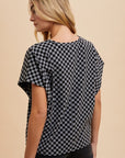 Annie Wear Checkered Round Neck Short Sleeve T-Shirt