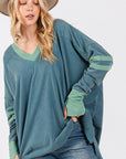 SAGE + FIG Mineral Wash Side Slit Contrast Top