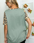 e Luna Cheetah Solid Mixed Tunic Top