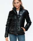 YMI Pocketed Zip Up Turtleneck Puffer Jacket