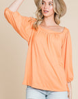 Culture Code Square Neck Puff Sleeve Top