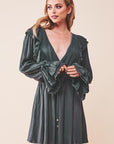 Ruffle Surplice Tied Mini Dress - Online Only