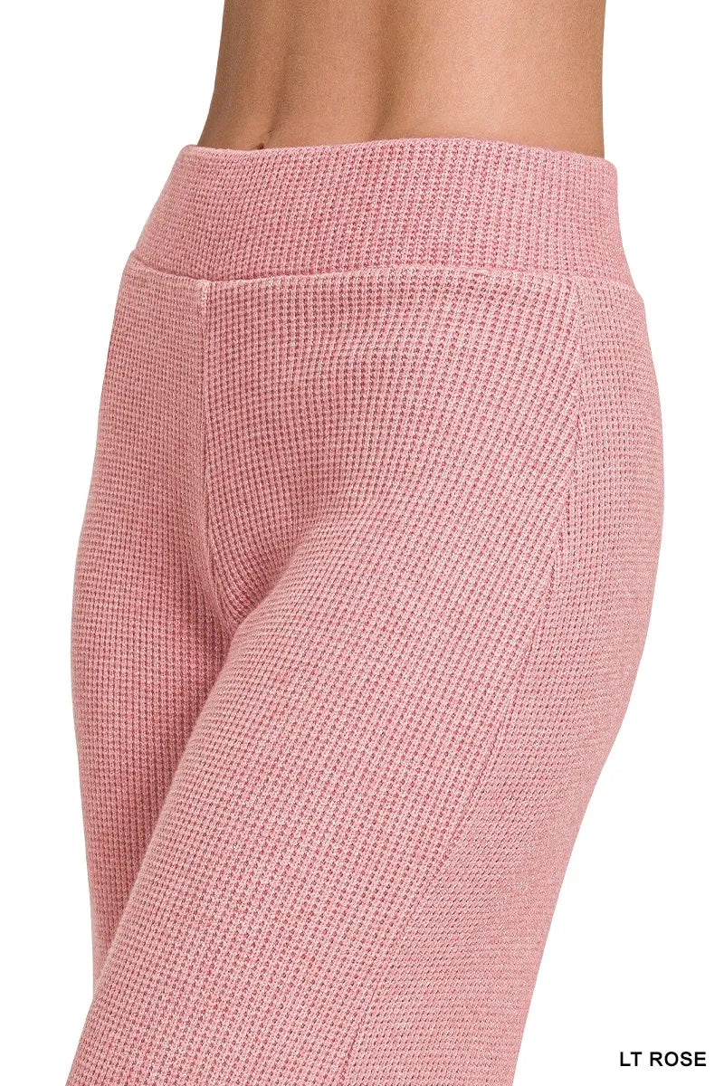 Zenana Sweater Boxy Top & Long Pants Set in Rose