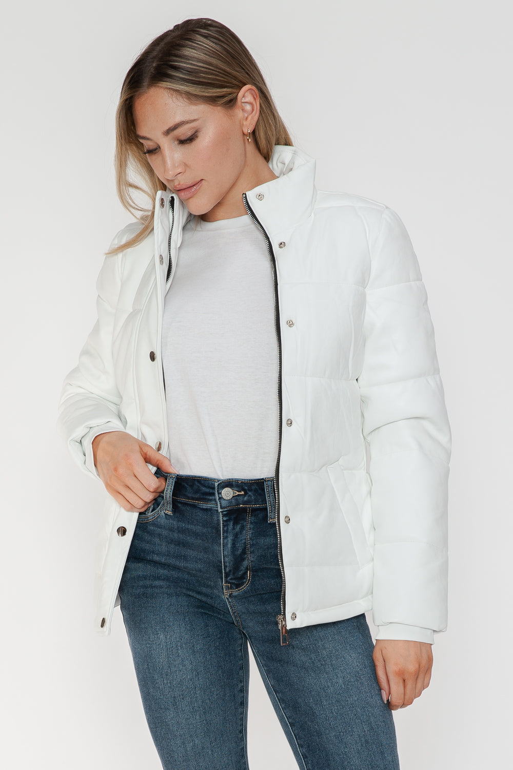 YMI Pocketed Zip Up Turtleneck Puffer Jacket