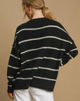 Umgee Wool Blend Striped Round Neck Sweater