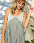 e Luna Solid Stripe Babydoll Tank Top