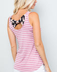 Celeste Full Size Backside Bow Tie Striped Tank