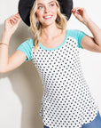 e Luna PLUS Polka Dot Mix Baseball Top