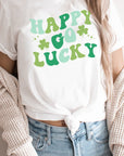 Happy Go Lucky Clover St Patricks PLUS Graphic Tee
