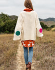 Davi & Dani The Fuzzy Smile Long Bell Sleeve Knit Cardigan