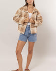 HYFVE Plaid Collared Neck Boucle Jacket with Pockets