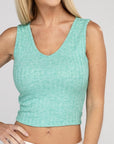 Zenana Ribbed Scoop Neck Cropped Sleeveless Top