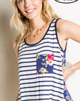 e Luna PLUS Striped Floral Mix Tank