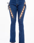 American Bazi High Rise Lace Up Jeans