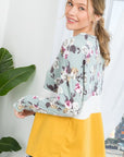 e Luna Floral Mixed Colorblock Top