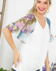 e Luna PLUS Floral Mix Bell Sleeve Top