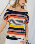 e Luna Striped Offshoulder Top