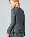 e Luna Ruffle Bottom Long Sleeve Tunic