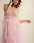 Lovely Tulle Midi Crochet Dress