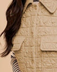 Annie Wear Texture Quilted Snap Down Vest Coat