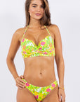 Two Piece Floral Print Pleated Top Bikini