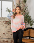 Sew In Love Full Size Striped Dropped Shoulder Sweater