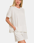 Zenana Rib Short Sleeve T-Shirt and Shorts Set