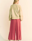 Davi & Dani Smocked Waist Flower Patch Wide Leg Pants