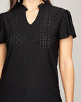 Embroidered Eyelet Blouse with Ruffle - Online Only