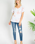 e Luna PLUS Triblend Floral V-Neck Top