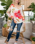 e Luna PLUS Floral One Shoulder Top